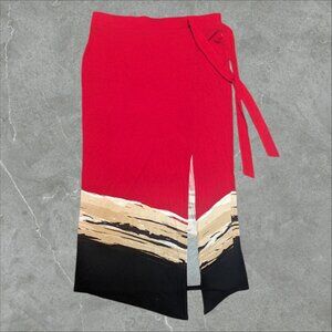 Worthington Baha 36" Multicolor‎ Tie Waist Straight Skirt Lightweight Pull On